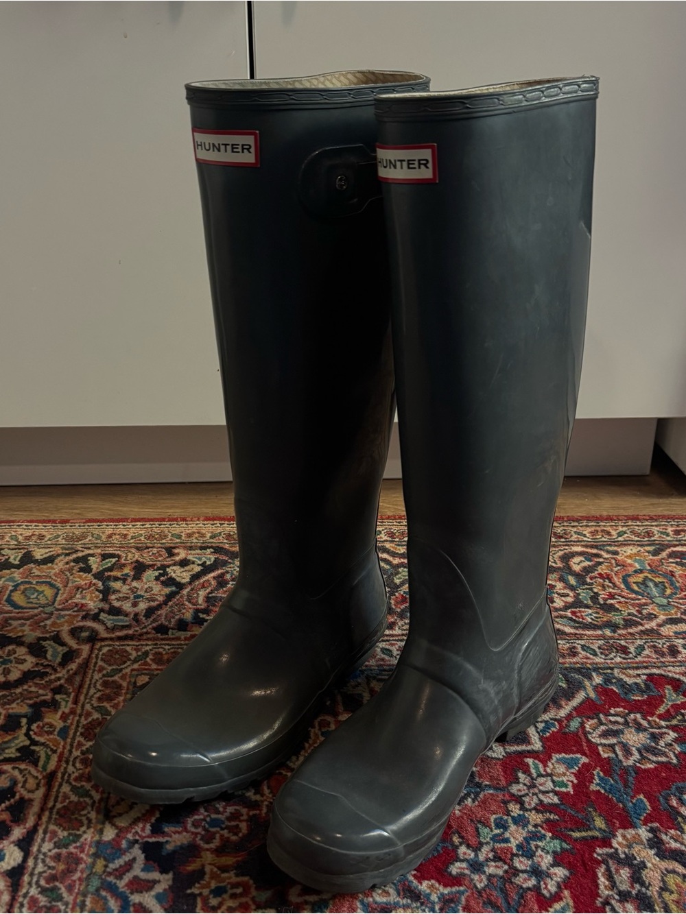Hunter Black Tall Rubber Rain Boots